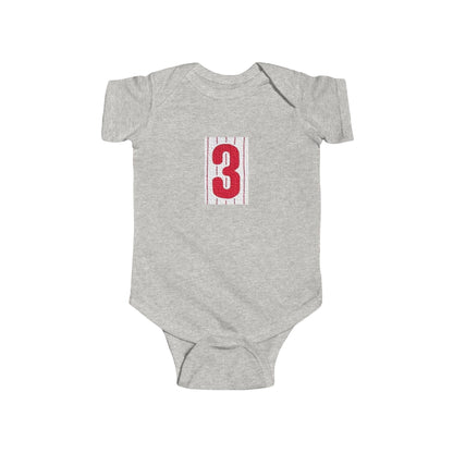 #3 Infant Bodysuit with Red Number 3, Baby Shower Gift, Milestone Outfit, Birthday Celebration, Newborn Clothing