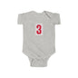 #3 Infant Bodysuit with Red Number 3, Baby Shower Gift, Milestone Outfit, Birthday Celebration, Newborn Clothing