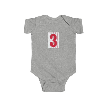 #3 Infant Bodysuit with Red Number 3, Baby Shower Gift, Milestone Outfit, Birthday Celebration, Newborn Clothing