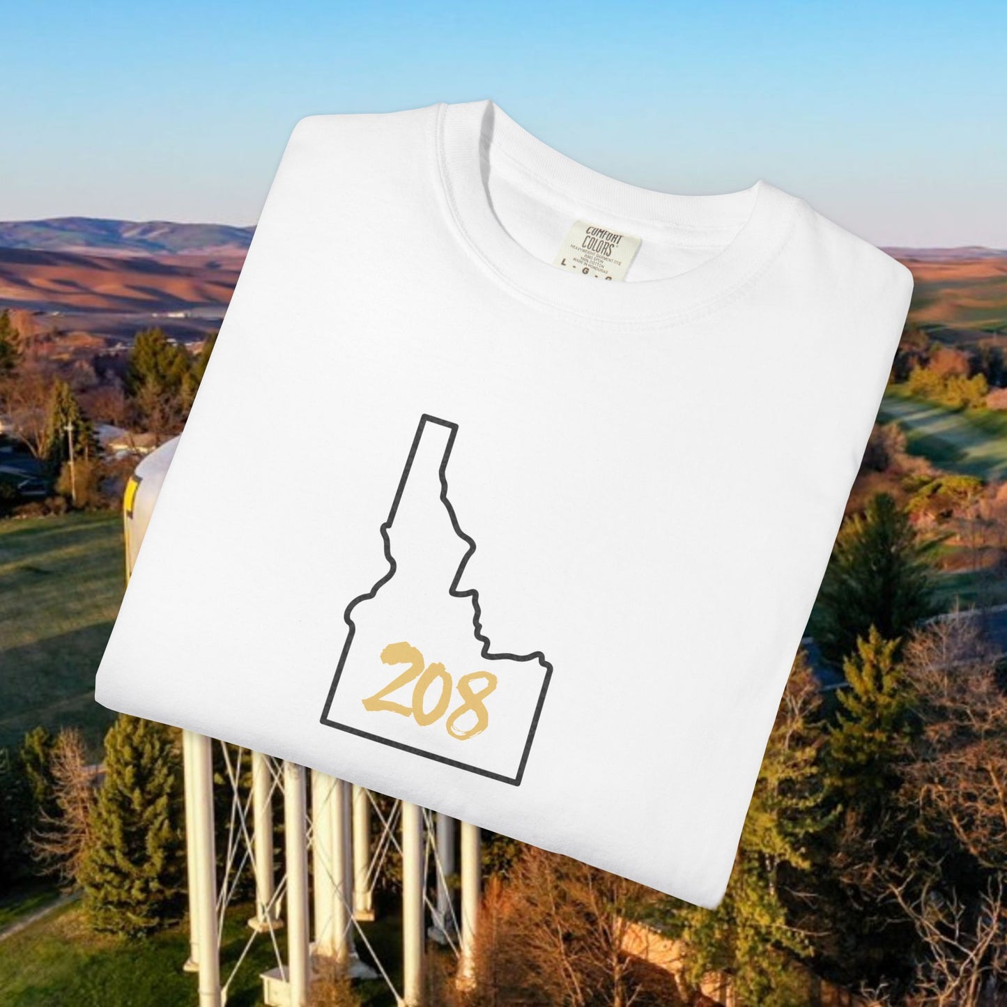 Idaho 208 Unisex Garment-Dyed T-Shirt, Casual Tees, State Pride Apparel, Gift for Idahoans, Gameday Fashion