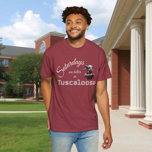 Saturdays in Tuscaloosa T-Shirt, Casual Tee, Dog Lover Gift, Weekend Wear, College Spirit Shirt, Unisex Apparel
