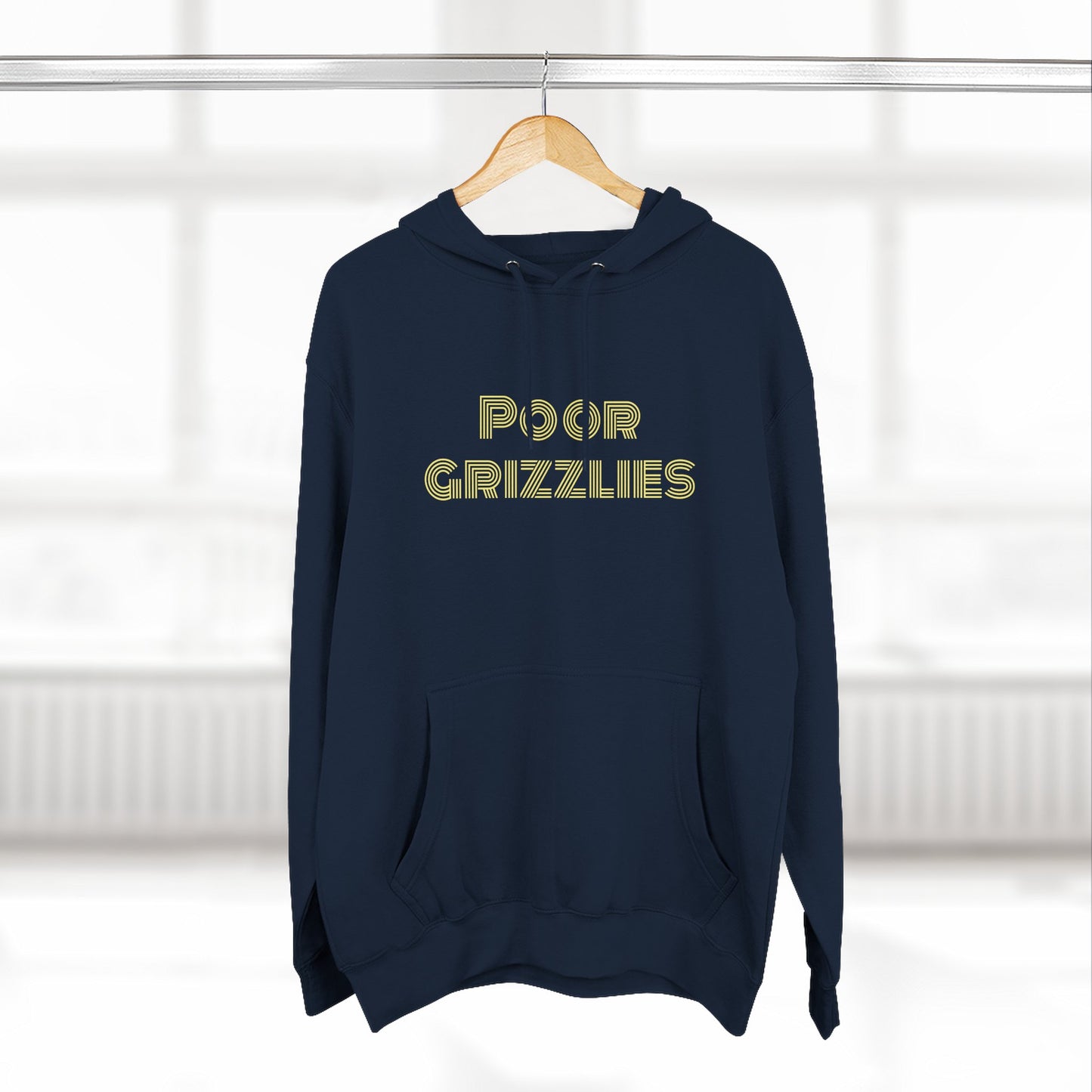 Poor Grizzlies Cozy Three-Panel Fleece Hoodie, Casual Wear, Gift for Bobcat Fans, Fall Essentials, Outdoor Adventures, Bobcat Tailgate Gear