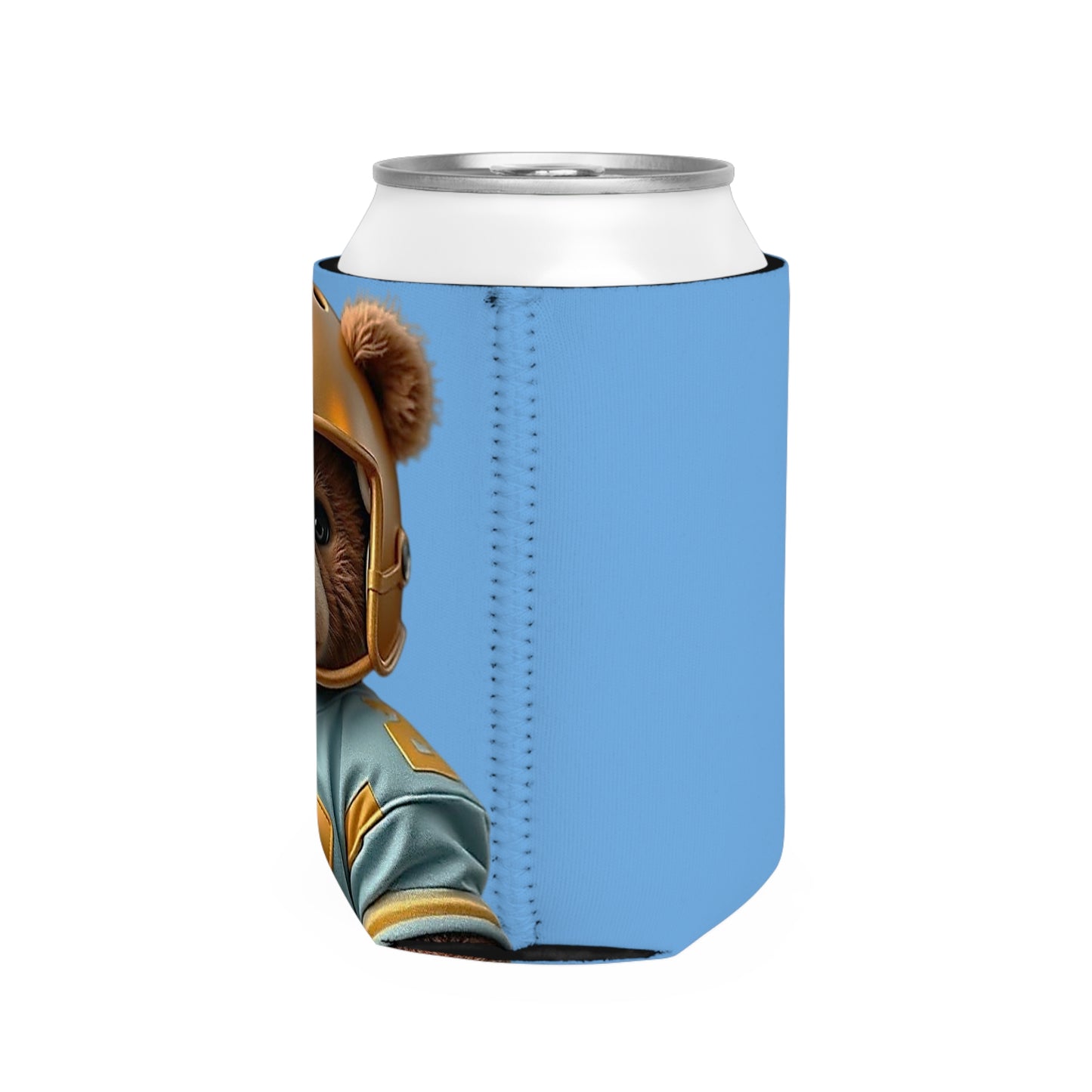 Adorable Teddy Bear Football Can Cooler Sleeve | Perfect for Game Day, Tailgating, Parties, Gifts, Summer Fun