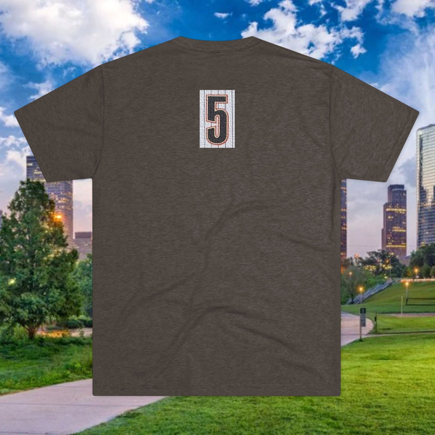Baseball Batter Tee — Silhouette Front with Number 5 Back