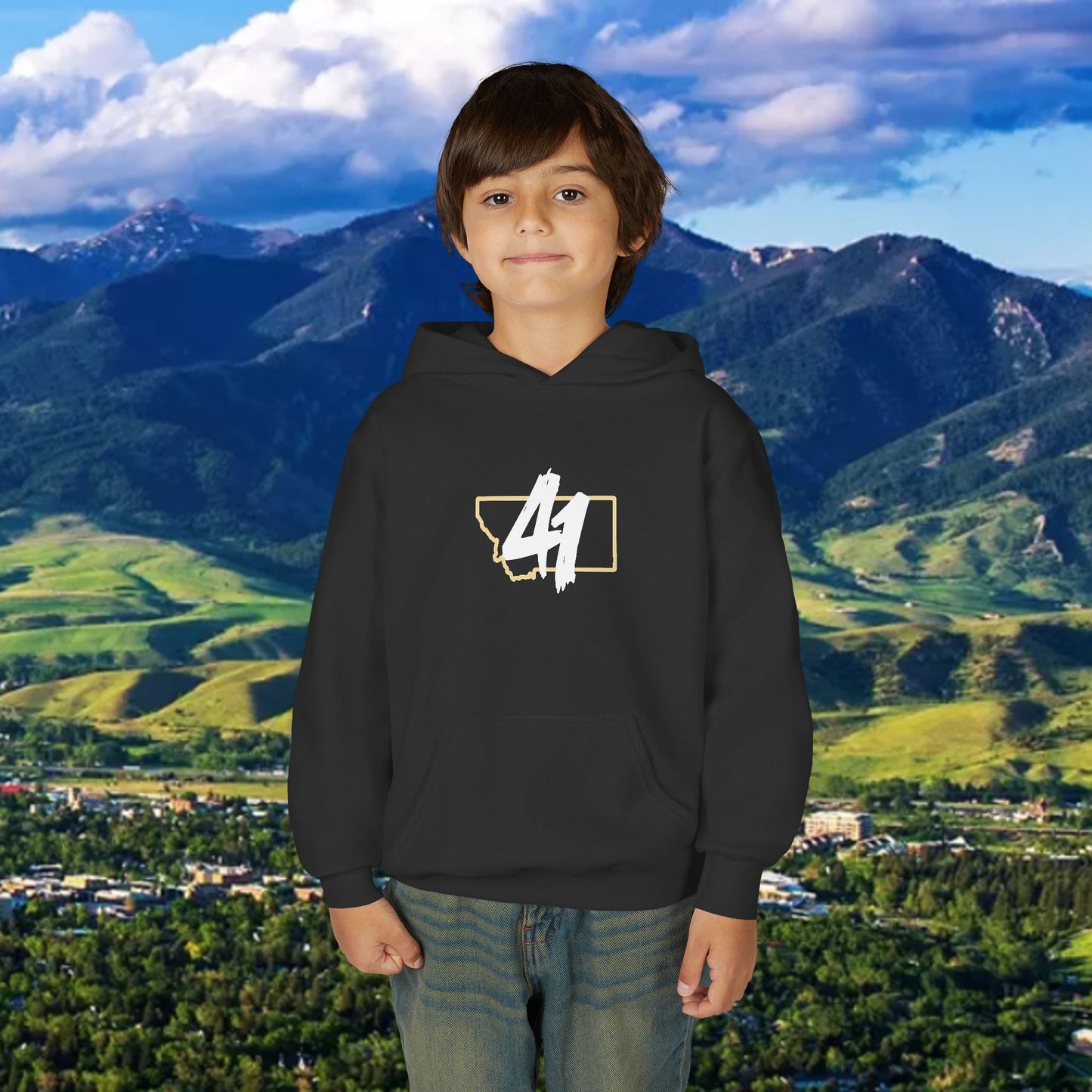 Youth Hoodie - '41' Minimalist Graphic Pullover