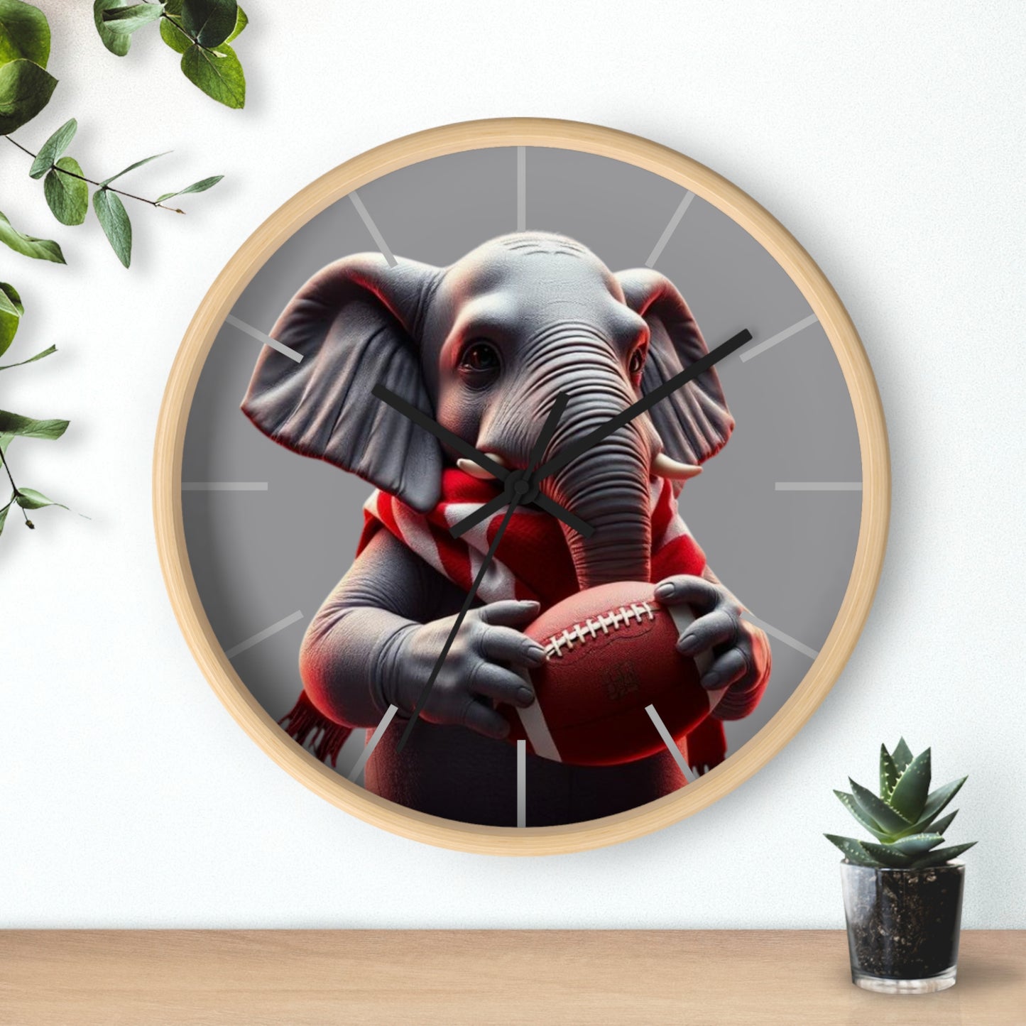 Playful Elephant Football Wall Clock, Unique Home Decor, Gift for Sports Lovers, Children's Room Decor, Fun Wall Art