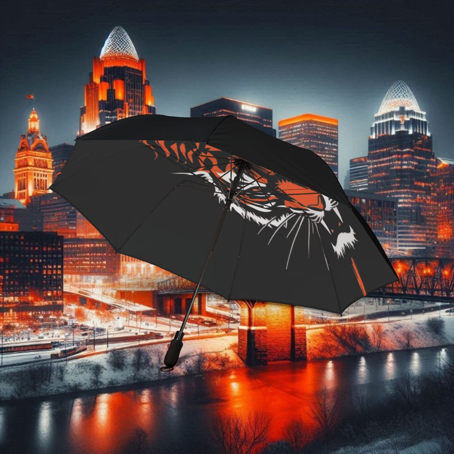 Bengal Tiger Foldable Umbrella | Unique Traveler Gift, Rain Gear, Stylish Accessories, Gameday Essentials, Cincinnati Ohio
