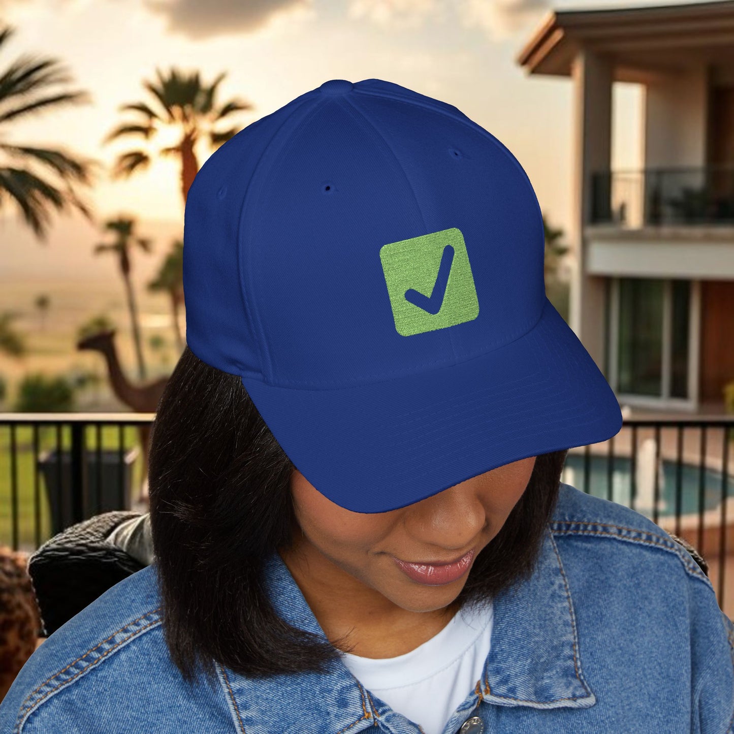 Cash it! Wing Man Designs, Closed-Back Structured Cap (Embroidery), Check Mark Hat