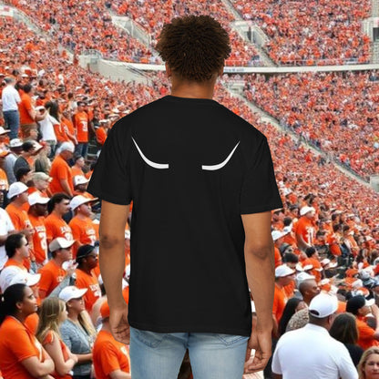 Austin Fan T-Shirt, Soft-style, front and back graphic. Stylish and fashionable tailgate attire.