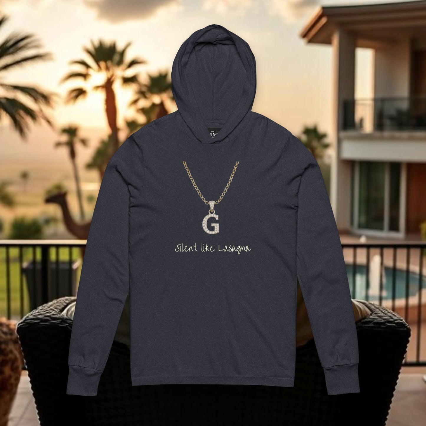 Silent Like Lasagna Unisex Hooded Long Sleeve Tee - Stylish Casual Hoodie, Relaxed Fit Pullover, Trendy Gift, Everyday Wear, Fall Outfit
