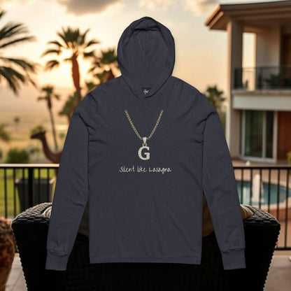 Silent Like Lasagna Unisex Hooded Long Sleeve Tee - Stylish Casual Hoodie, Relaxed Fit Pullover, Trendy Gift, Everyday Wear, Fall Outfit