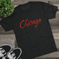 Chicago Script Tee – Handwritten City Shirt, Tr-Blend, Super Soft T-Shirt, Perfect for Gameday