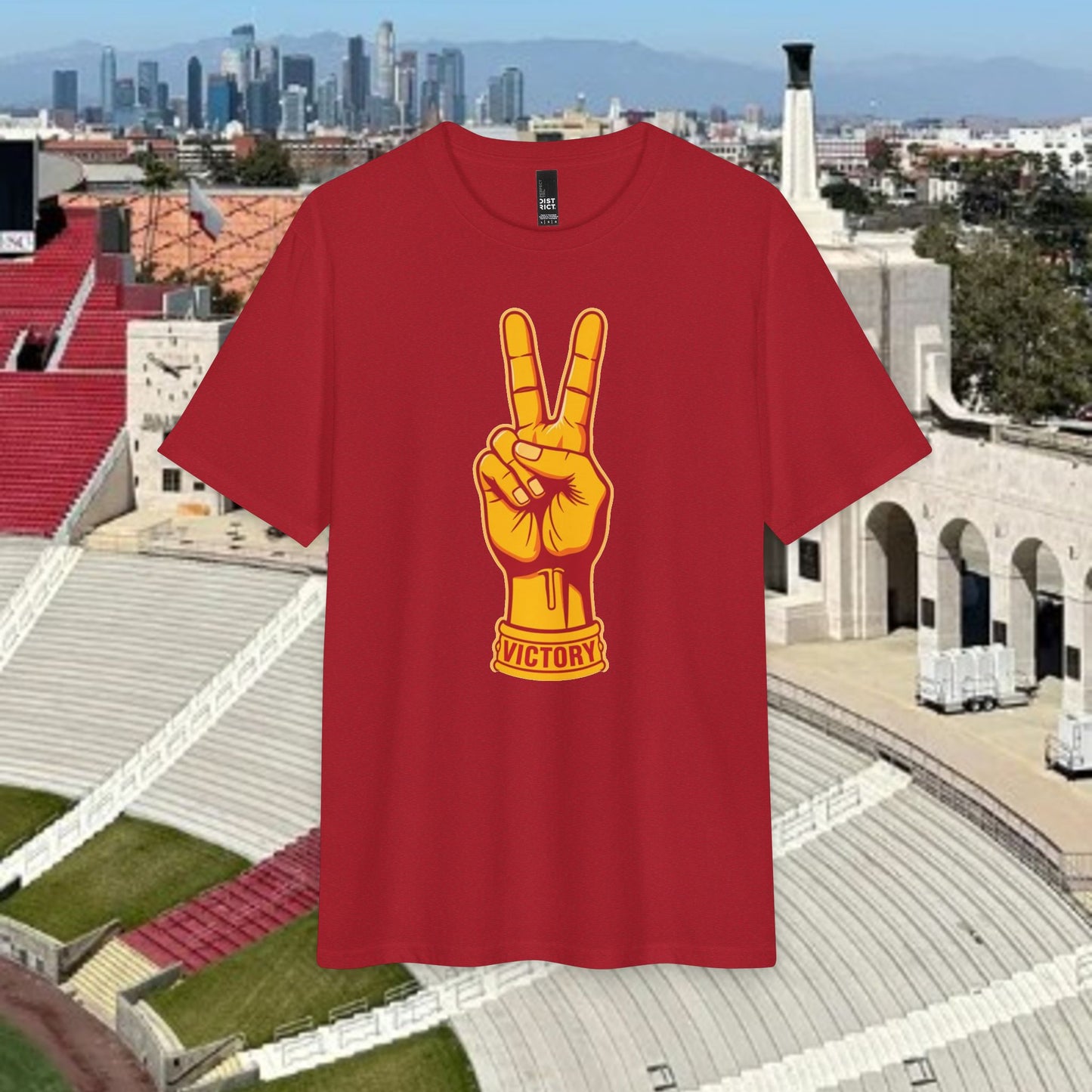 Victory Sign T‑Shirt — Retro Orange & Yellow Graphic Tee