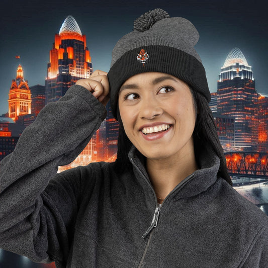 Bengal Tiger Pom-Pom Knit Cap - Cozy Winter Hat, Embroidered Beanie for Sports Fans, Gift for Holidays, Fashion Accessory, Cold Weather Gear