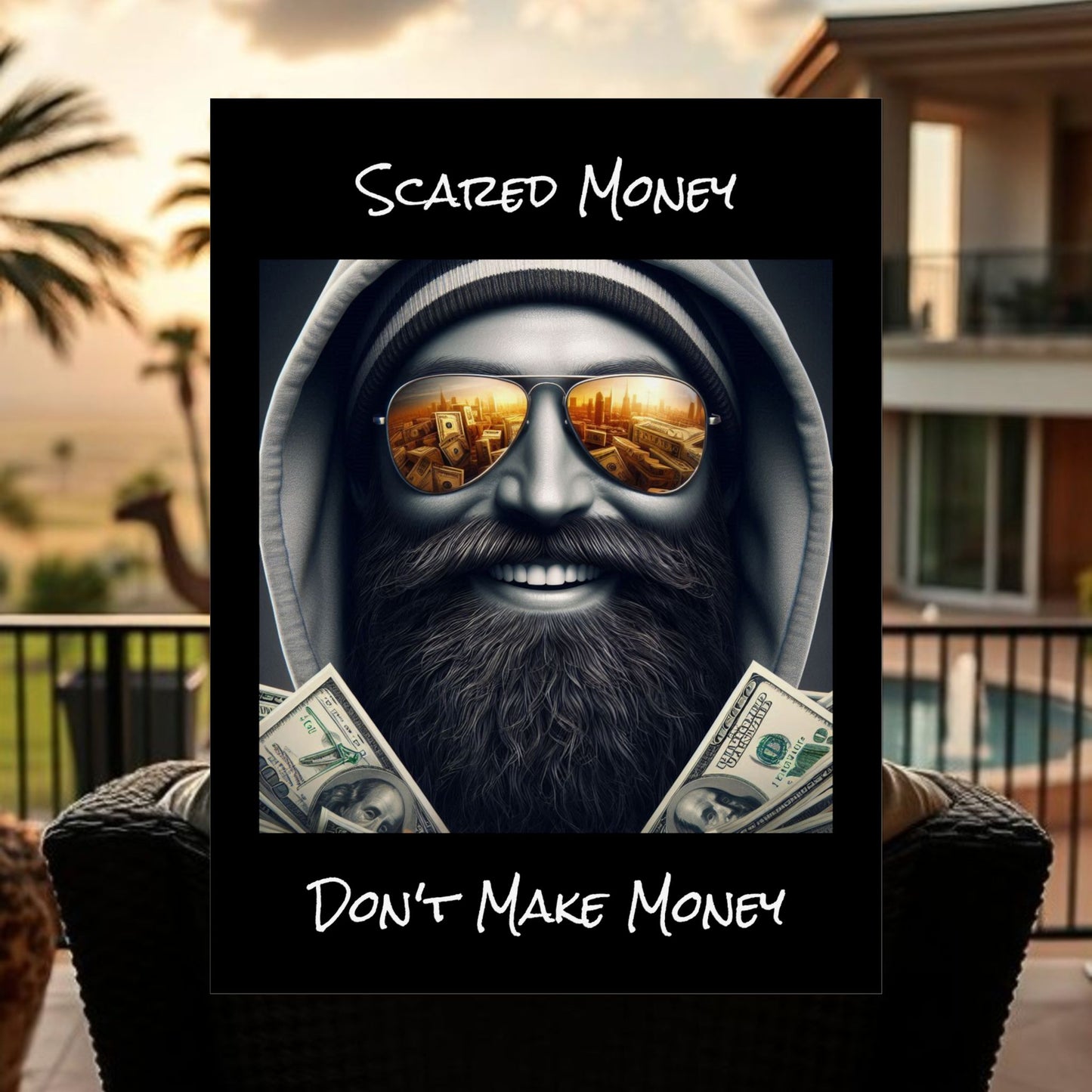 Bearded Money Motivational Wall Art, Scared Money Don't Make Money Poster, Home Decor, Gift for Entrepreneurs, Business Inspiration