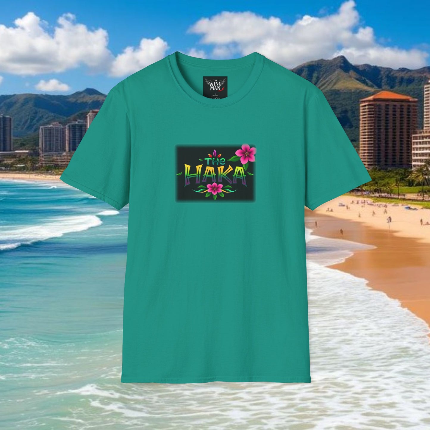 T-Shirt with HAKA Design, Tropical Vibe Tee, Perfect for Hawaii Fans, Unisex Graphic Tee, Summer Essentials, Gift for Friends