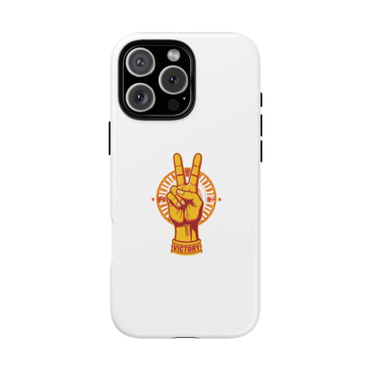 Victory Themed Stylish Phone Case - Tough Cases with Peace Sign Design, Customizable Phone Covers, Gift for Tojan Fans, Trendy Accessories
