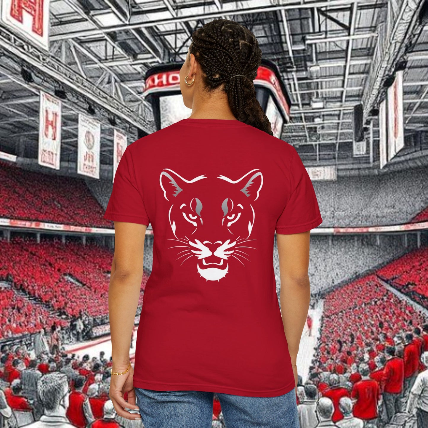 Houston Unisex Garment-Dyed T-Shirt, Stadium Shirt, College Spirit Wear, Casual Tee, Game Day Apparel, Fan Gear