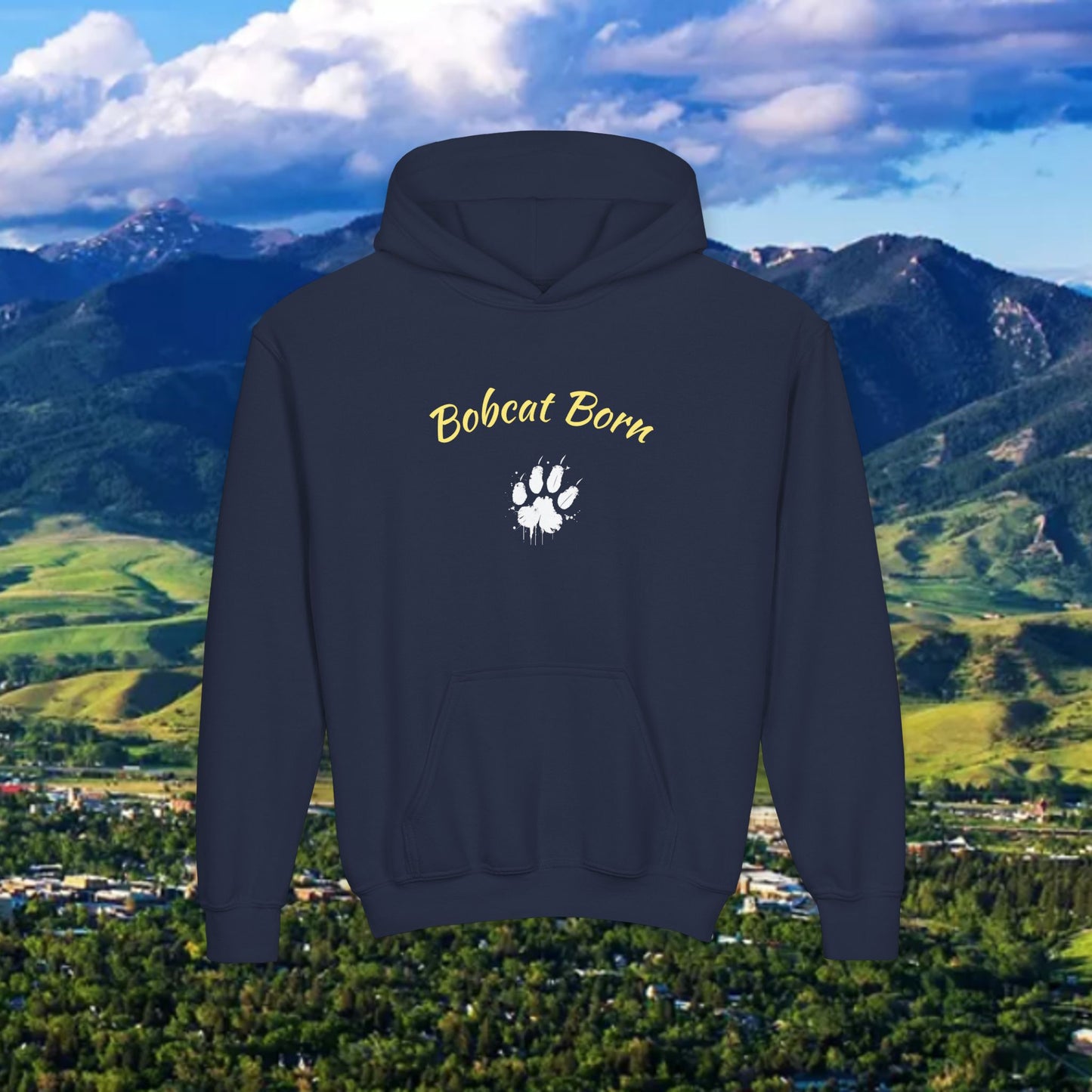 Bobcat Born Youth Hoodie, Cozy Sweatshirt for Kids, Great for School, Outdoor Adventures, Gifts, Sports Events