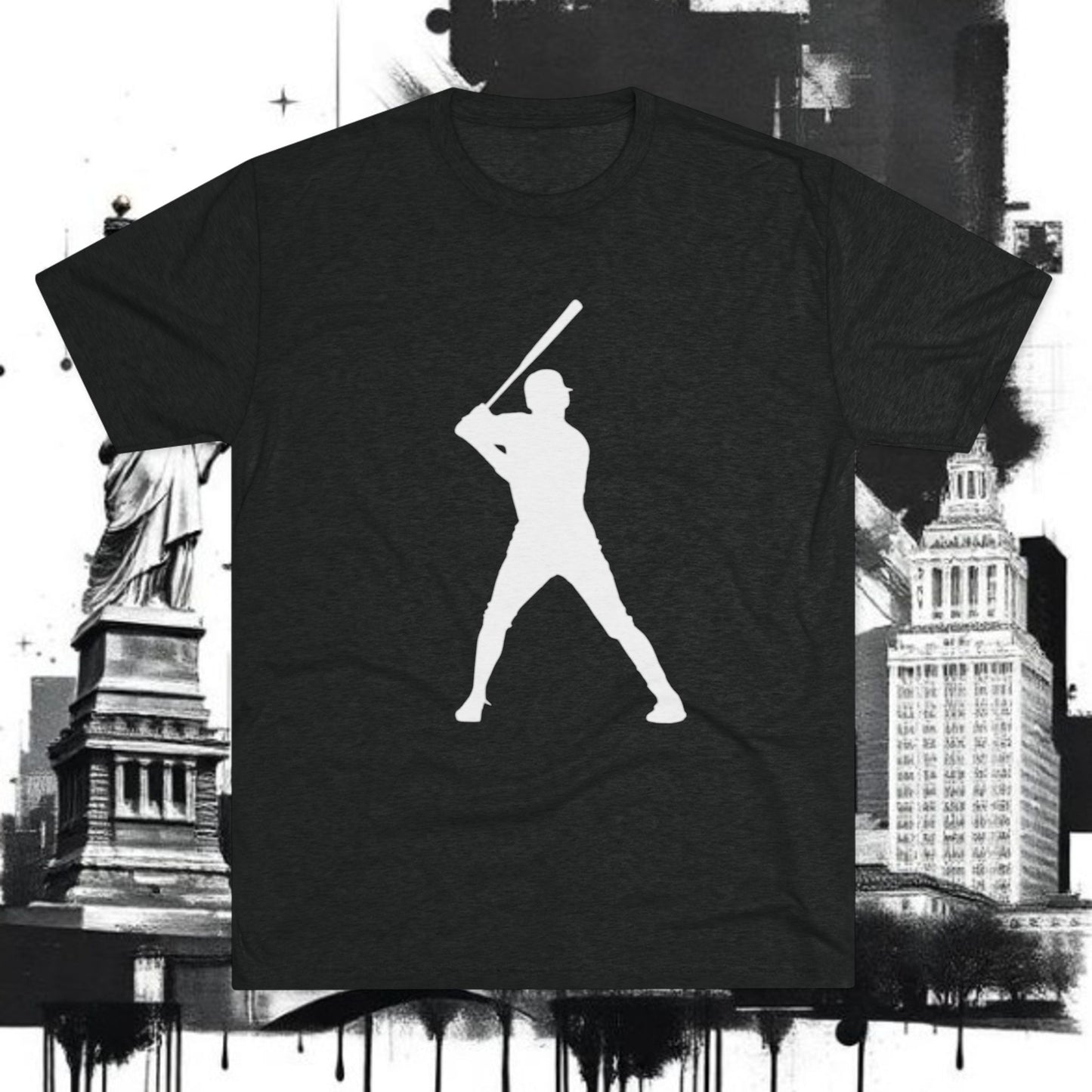 Baseball Stars 99 Batter Tee — Athletic Player Silhouette T-Shirt with '99' Back Number, Tri-Blend