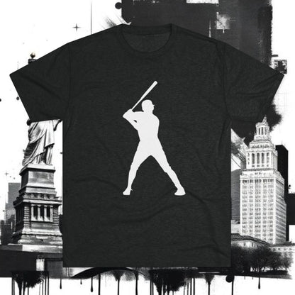 Baseball Stars 99 Batter Tee — Athletic Player Silhouette T-Shirt with '99' Back Number, Tri-Blend