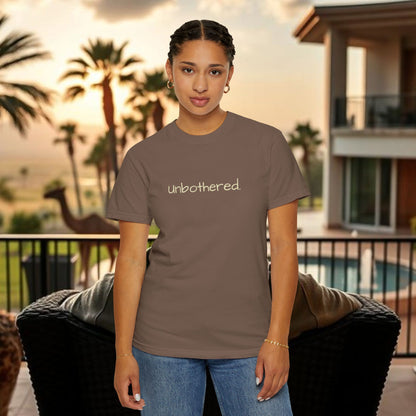 Unbothered Garment-Dyed T-Shirt, Relaxed Fit Tee, Casual Everyday Wear, Gift for Friends, Relaxation Apparel, Trendy Summer Top