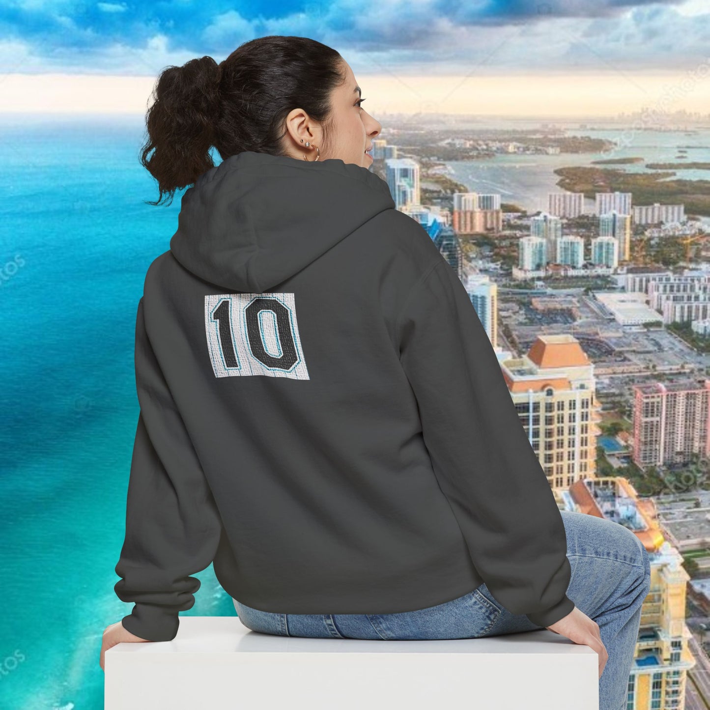 Teal Retro Garment-Dyed Hoodie with 10 Design, Stylish Hoodie, Casual Wear, Unique Gift, Trendy Apparel