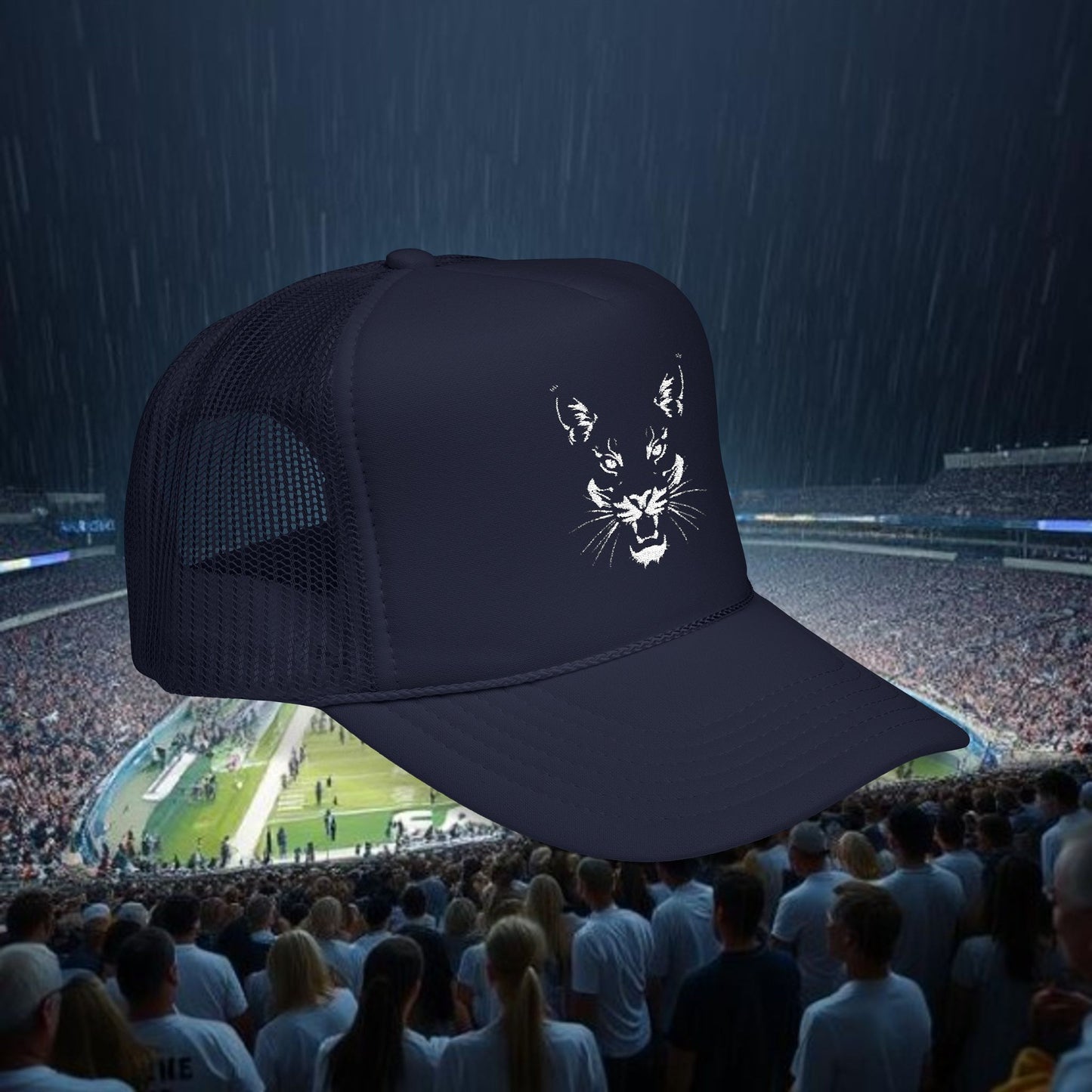 Fierce Foam Trucker Hat - Embroidered Cat Emblem, Casual Cap, Outdoor Hat, Gift for Sports Lovers, Trendy Headwear