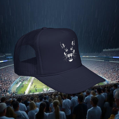 Fierce Foam Trucker Hat - Embroidered Cat Emblem, Casual Cap, Outdoor Hat, Gift for Sports Lovers, Trendy Headwear