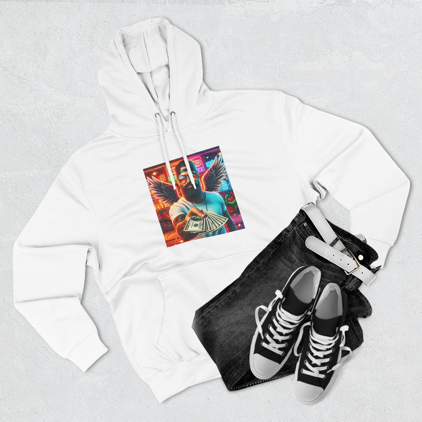 Wing Man "Cash it" Stylish Graphic Hoodie - Edgy Design, Streetwear, Casual Wear, Unique Gift, Fall Fashion
