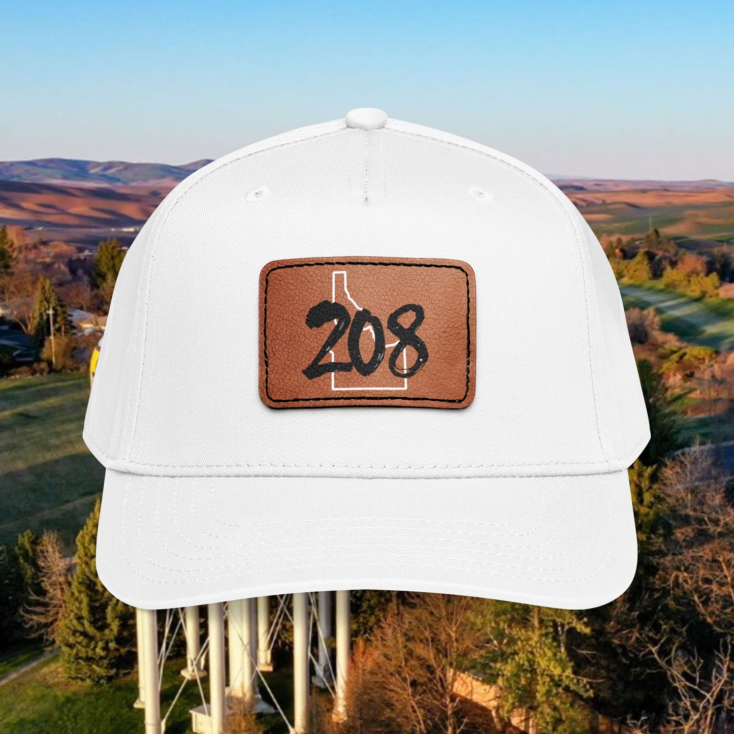 208 Idaho Leather Patch Baseball Cap — State Outline Patch Hat