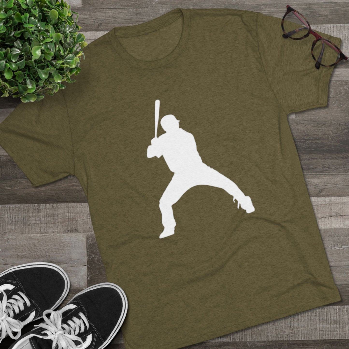 Baseball Batter Tee — Silhouette Front with Number 5 Back