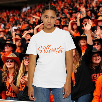 Stillwater Script T‑Shirt — Casual City Pride Tee, Soft-Style Shirt, Perfect for Gameday