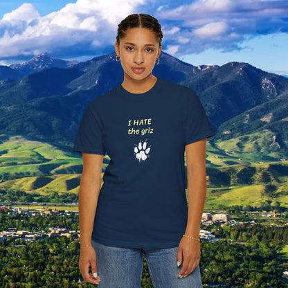 Unisex Garment-Dyed T-Shirt, I HATE the grizzlies, Bobcat Tee, Gift for Cat Fans, Casual Wear, Gameday Shirt