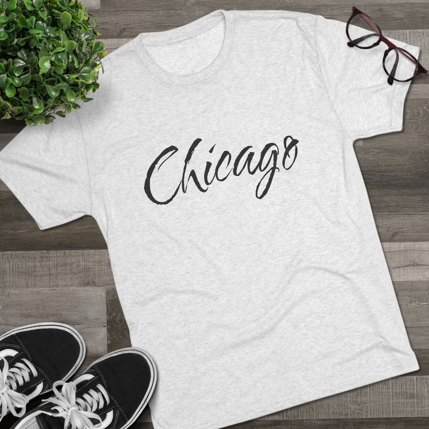 Chicago Script Tee – Handwritten City Shirt, Tr-Blend, Super Soft T-Shirt, Perfect for Gameday