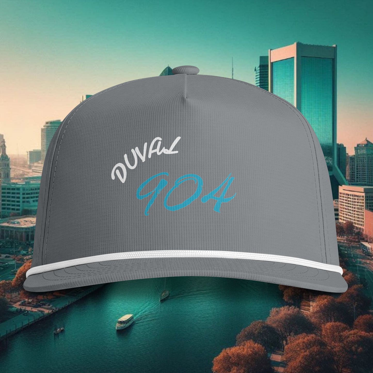 904 Sunwashed Rope Cap – Duval Embroidered Trucker Hat
