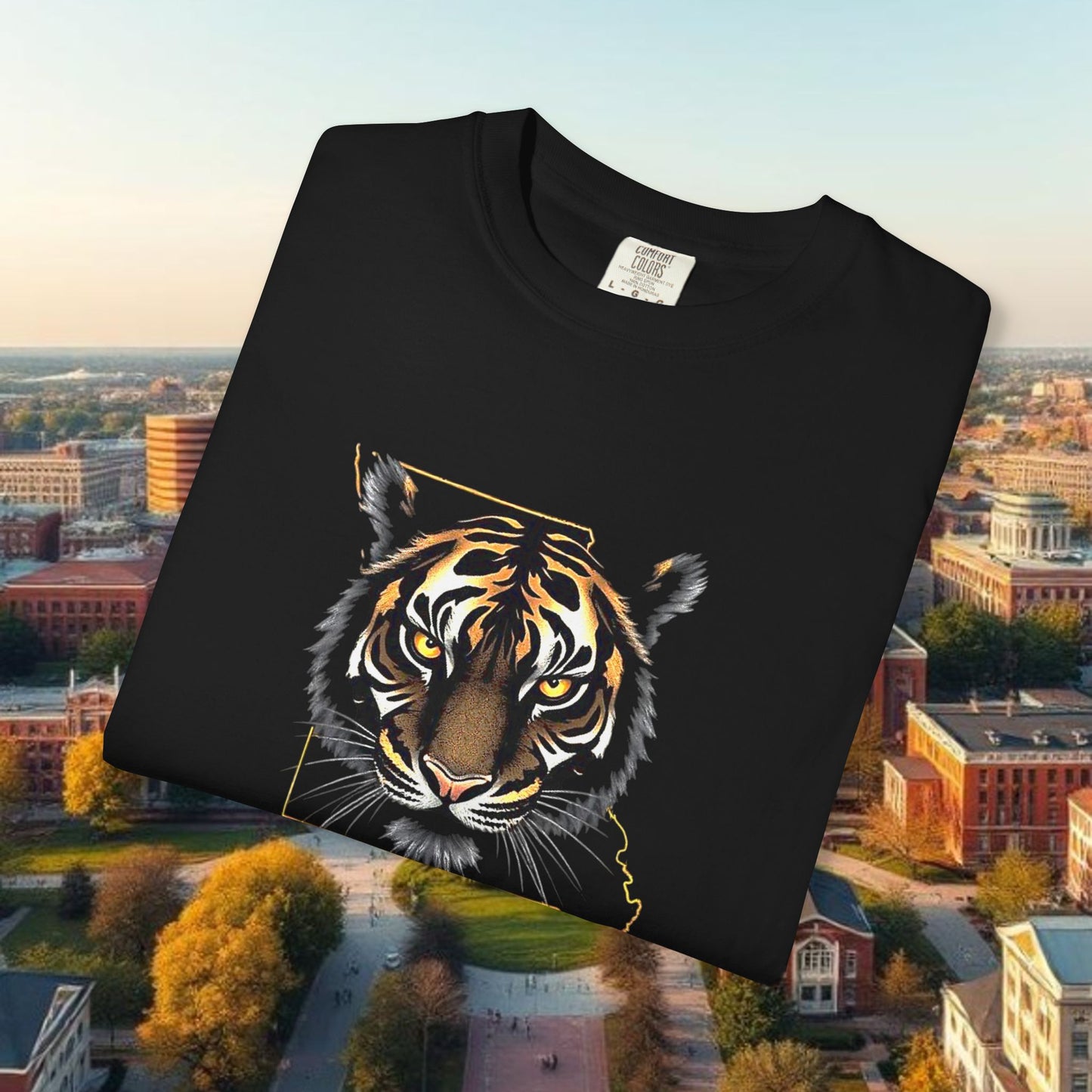Missouri State Outline with Tiger Graphic Tee - Stylish ultra softstyle T-shirt