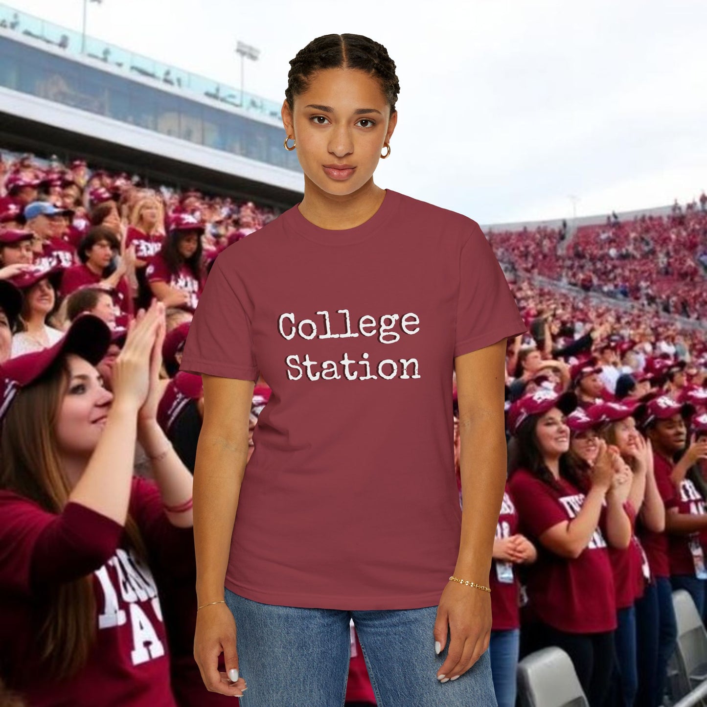 College Station Unisex Garment-Dyed T-Shirt | Casual Wear, College Apparel, Gift for Students, Everyday Style, Trendy Tees