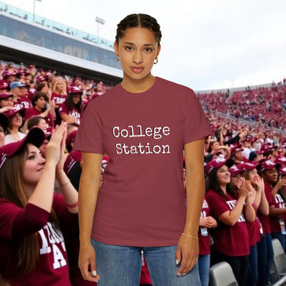 College Station Unisex Garment-Dyed T-Shirt | Casual Wear, College Apparel, Gift for Students, Everyday Style, Trendy Tees