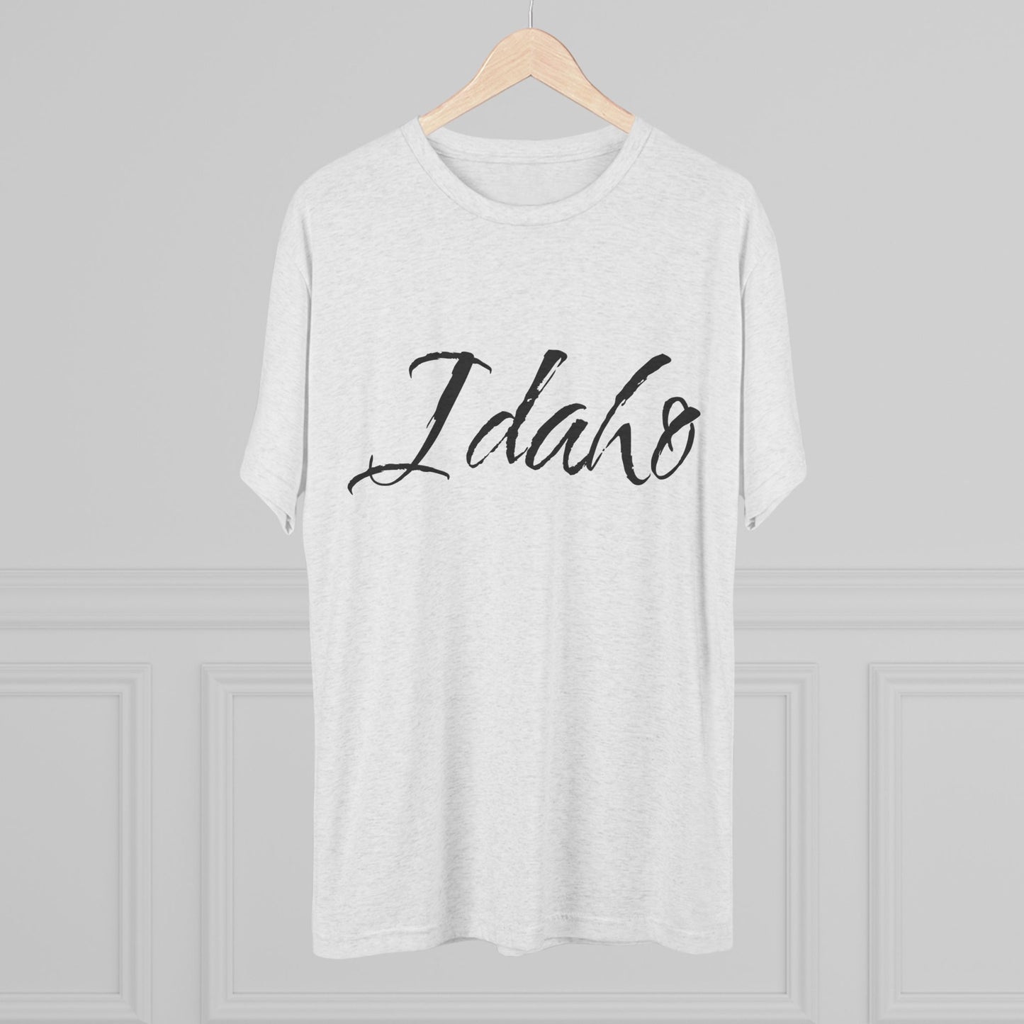 Idaho Script T‑Shirt — State Pride Tee, Tri-Blend Soft Style, Perfect for Class or Gameday.