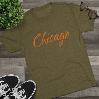 Chicago Script Tee – Handwritten City Shirt, Tr-Blend, Super Soft T-Shirt, Perfect for Gameday