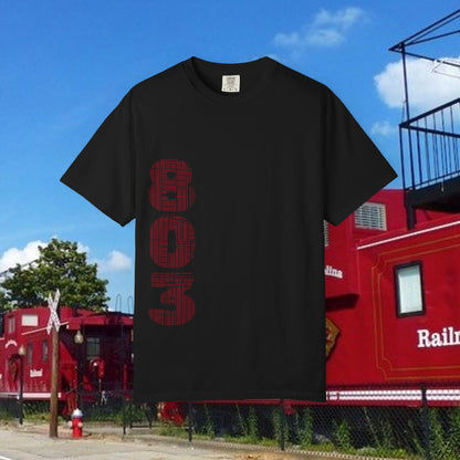 Rooster Graphic T-Shirt — Vertical '803' Design & Bold Red Rooster