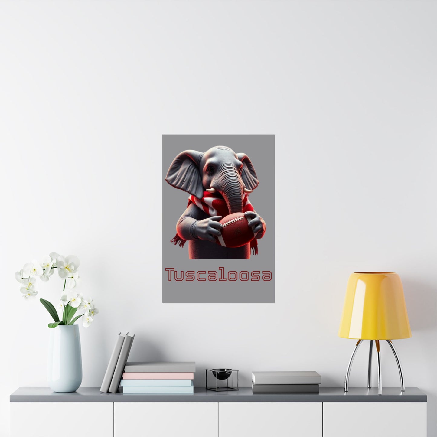 Tuscaloosa Elephant Football Poster, Matte Wall Art, Home Décor, Gift for Sports Fans, Kids Room Decoration, Alabama Pride