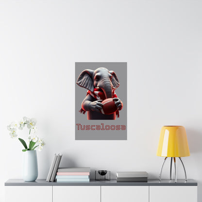 Tuscaloosa Elephant Football Poster, Matte Wall Art, Home Décor, Gift for Sports Fans, Kids Room Decoration, Alabama Pride