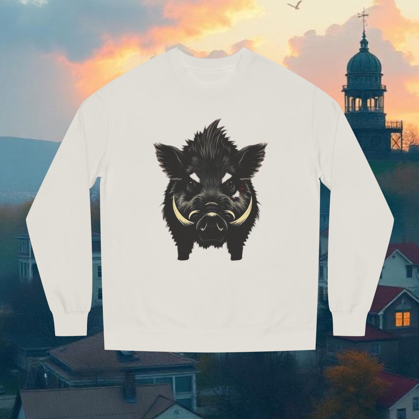 Wild Boar Unisex Crew Neck Sweatshirt, Game Day Apparel, Sports Fan Sweatshirt, Casual Comfort, College Spirit Wear, Trendy Fashion