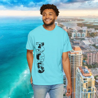 Miami Beach Graphic T-Shirt — Orange Garment-Dyed Tee with Green Vertical Palm Design