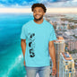 Miami Beach Graphic T-Shirt — Orange Garment-Dyed Tee with Green Vertical Palm Design