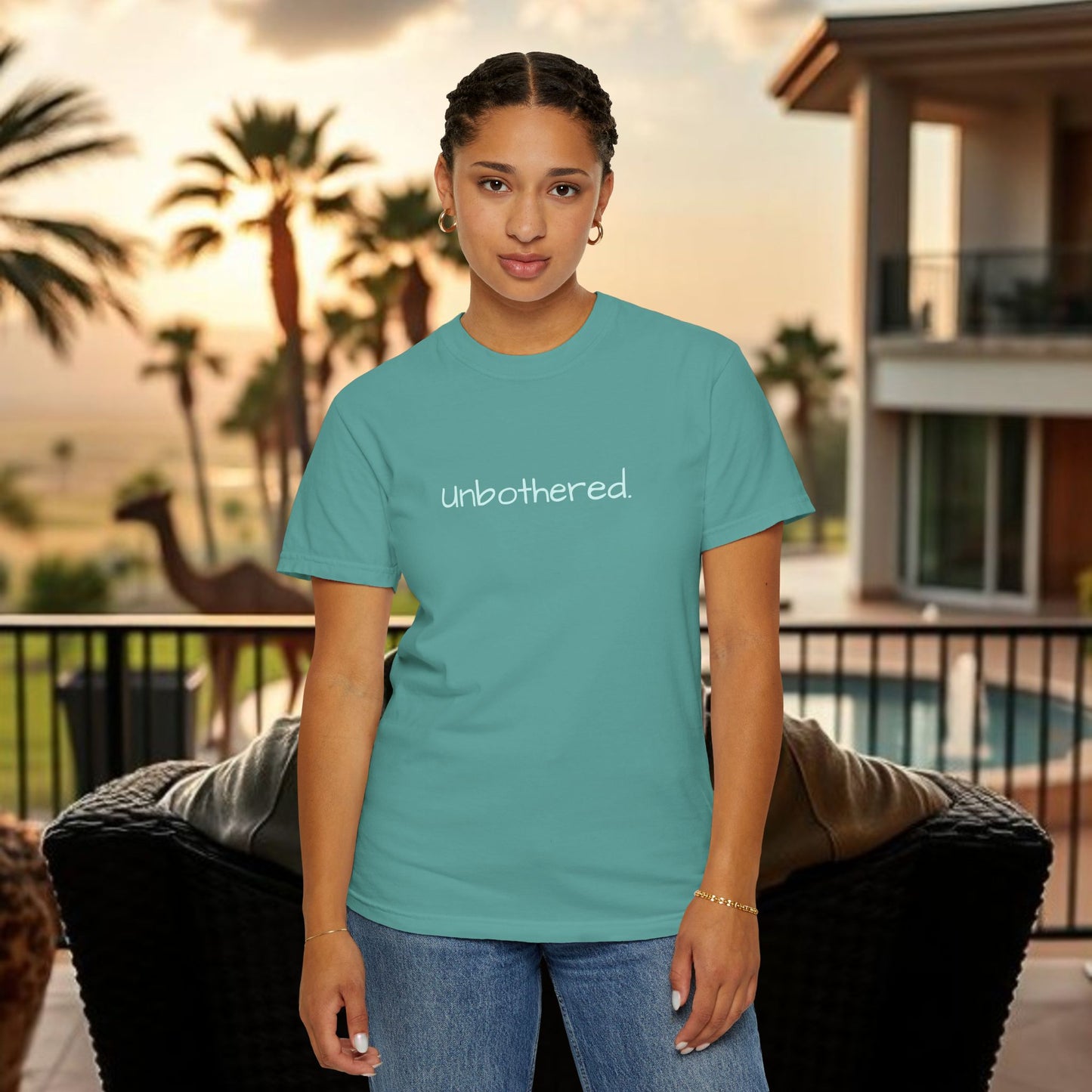 Unbothered Garment-Dyed T-Shirt, Relaxed Fit Tee, Casual Everyday Wear, Gift for Friends, Relaxation Apparel, Trendy Summer Top