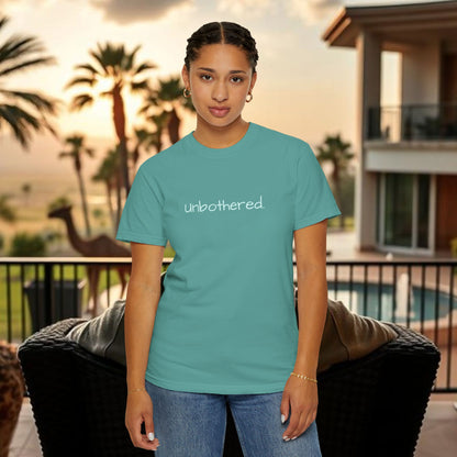 Unbothered Garment-Dyed T-Shirt, Relaxed Fit Tee, Casual Everyday Wear, Gift for Friends, Relaxation Apparel, Trendy Summer Top