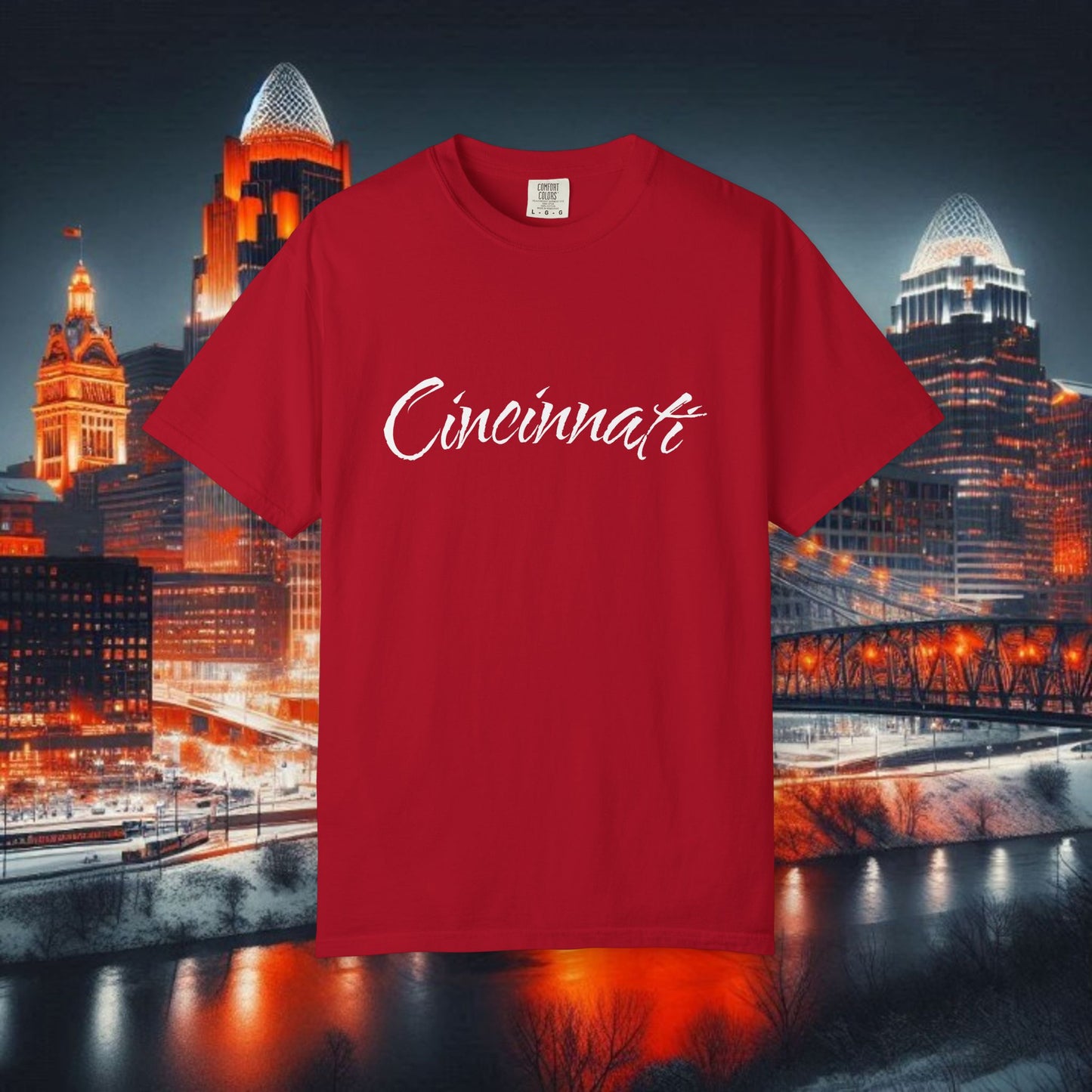 Cincinnati Script T-Shirt — Retro City Name Tee, Tri-Blend, Ultra Comfort, Perfect for Gameday